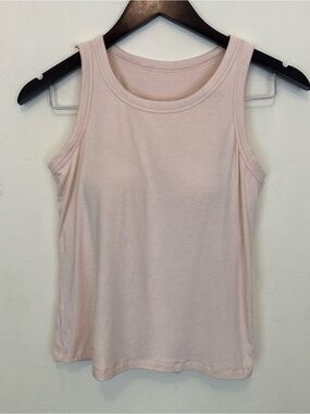 Peach Tank Top Built In Padded Shelf Bra Womens Large Cropped